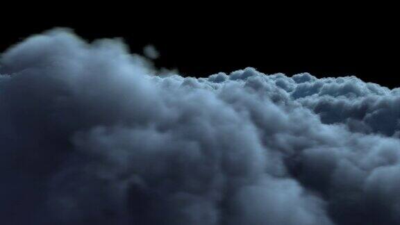 飞行在电影蓝色夜云的背景循环与阿尔法