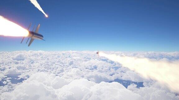 巡航导弹在云层上空飞行