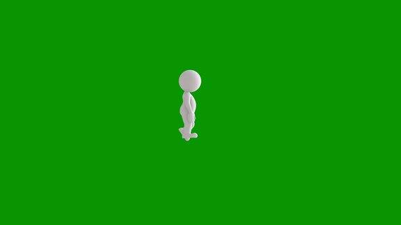 3D图标人形行走动画角色动画象形人物独特的轮廓向量图标集动画姿态上的色度键背景移动活动变化