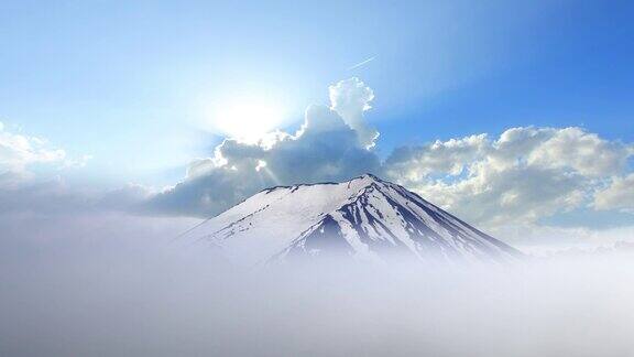 富士山的钻石和积雪覆盖日本