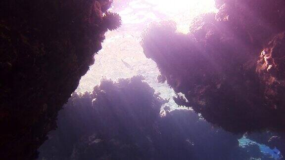 阳光冲破红海珊瑚礁水面