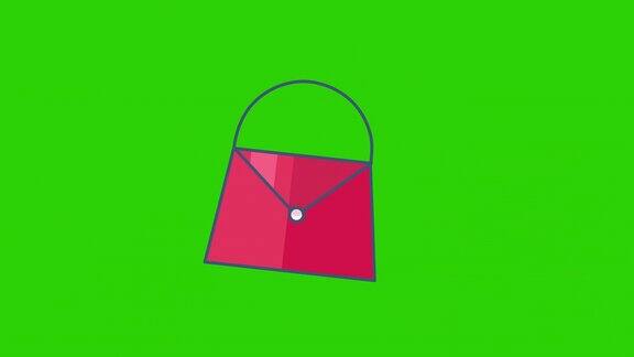 绿色背景的粉色卡通包的4k视频