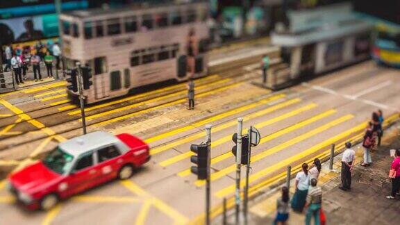 香港街道交通的时间推移倾斜转移