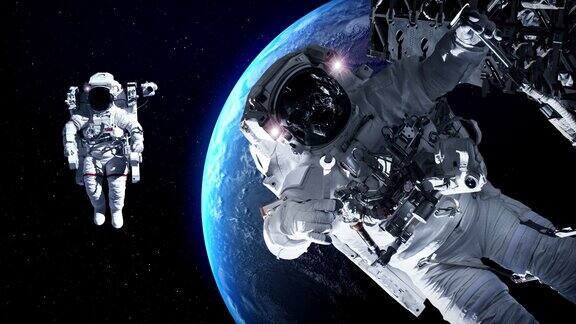 宇航员在执行太空飞行任务时进行太空行走