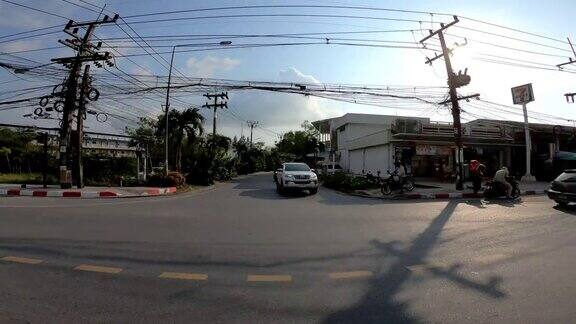 苏梅岛晴天摩托车侧视图公路旅行交通街道pov全景4k泰国