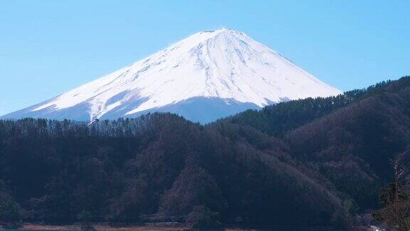 从山梨县南部的斋子湖看富士山;放大