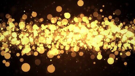 美丽的光闪烁金色粒子抽象循环背景与闪亮的红色金色粒子