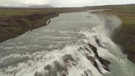 冰岛Gullfoss瀑布的鸟瞰图