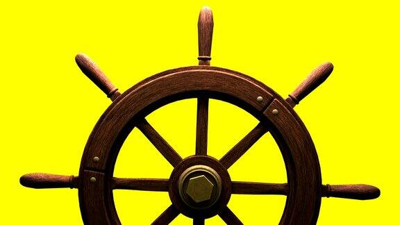 黄色背景上的舵