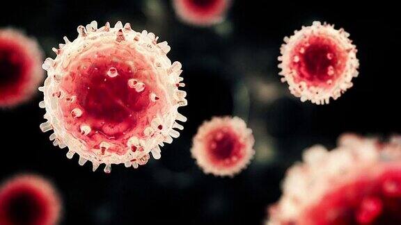 T细胞或病毒漂浮在红色区域