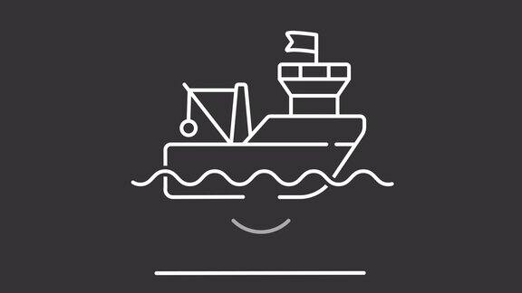 船舶声纳白色图标动画透明背景高清视频无缝循环4K视频海洋工业