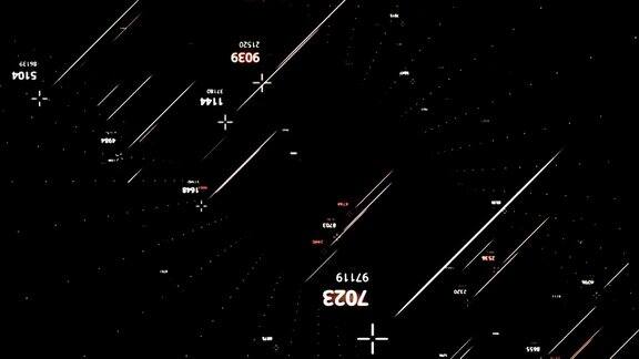 天文学和天体物理学动画黑色抽象背景上的窄条纹和数字与星星宇宙科学