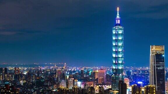 台湾台北城市夜景的时间流逝