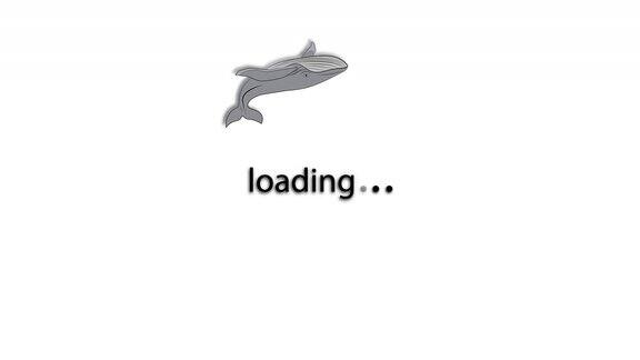 加载轮动画-白色背景上alpha层的动画旋转加载图标鲸鱼鱼绕着圈子转4K视频插图