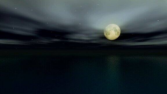 月亮景观循环文件月光在海洋海洋