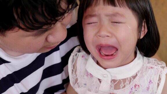 亚洲小女孩(4-5岁)哭得很激动