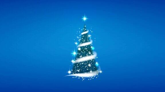 圣诞树暴风雪星星雪花蓝色背景为新年项目
