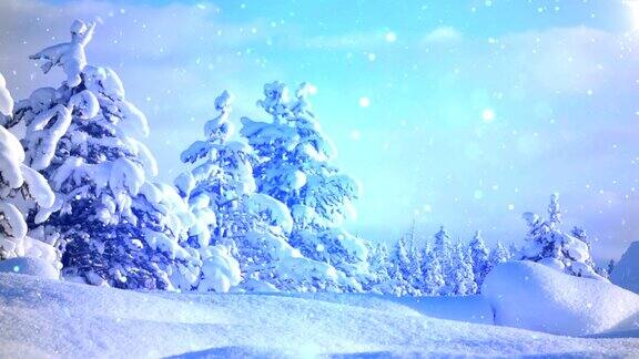 冬天下雪的蓝色背景