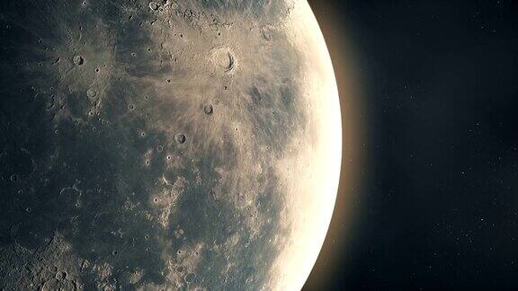 外太空的月球和阳光