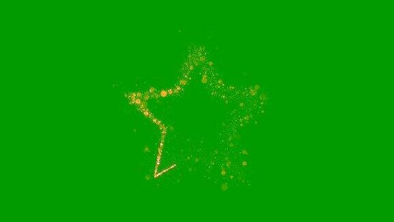 粒子星闪闪发光金色闪光粒子背景绿色的屏幕循环