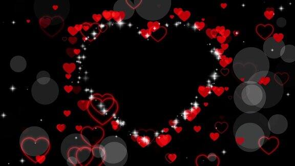 情人节动画框架的心覆盖在视频问候爱的心的框架文本节日镶边装饰心散糕为情人节无缝循环