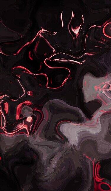 垂直抽象红色和黑色熔岩纹理动画-大理石图案背景在一个循环库存视频油漆墨水复制空间像贺卡空间彩色墨水运动水油漆大理石花纹艺术背景库存视频无缝循环