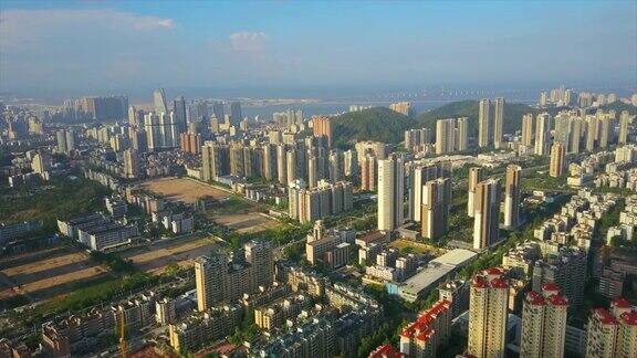 晴朗的一天珠海城市景观航拍全景4k中国