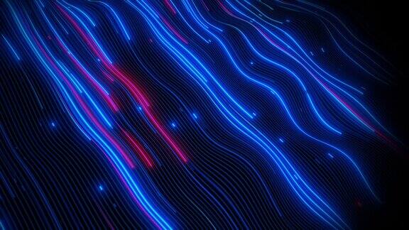 线条的霓虹光波移动抽象的背景4k