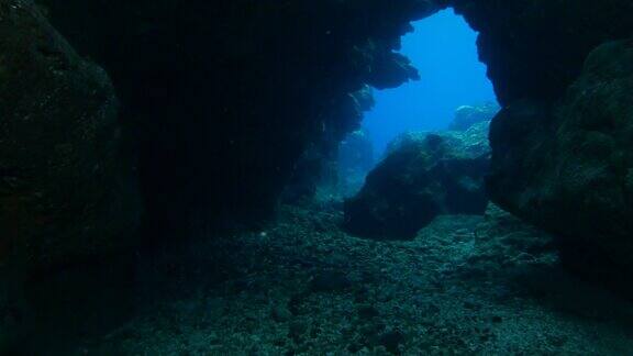 在台湾绿岛的海底洞穴潜水