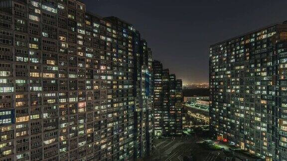 HA夜间住宅区鸟瞰图北京中国