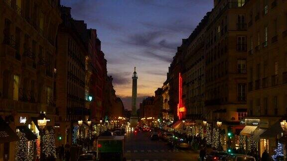 法国夜光巴黎双层巴士乘坐街道pov全景4k