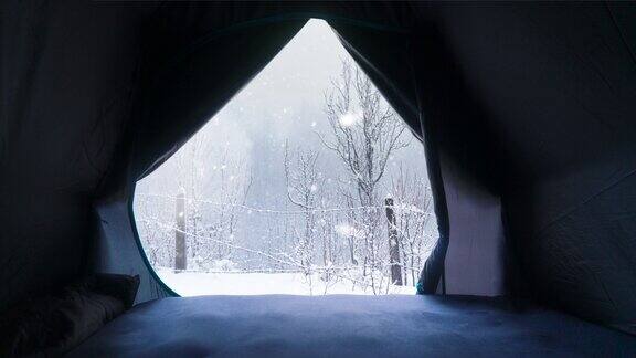 4k视频雪景帐篷