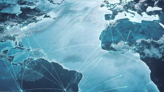 全球连接线-扩展的网络蓝色-全球业务网络安全蔓延的流行病