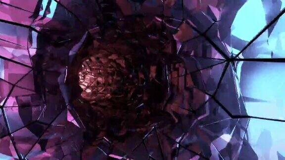 抽象科幻未来隧道穿越超空间无缝飞行