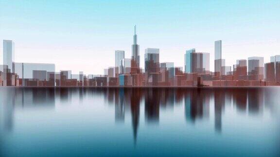 抽象的3D城市轮廓反射