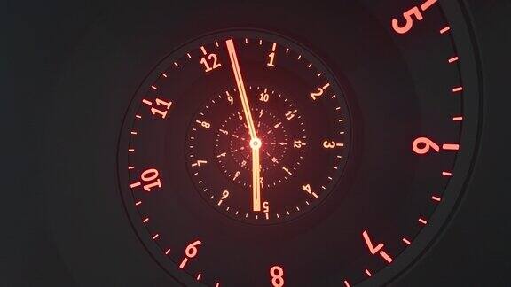 螺旋时钟-时间的流动-黑暗红色橙色