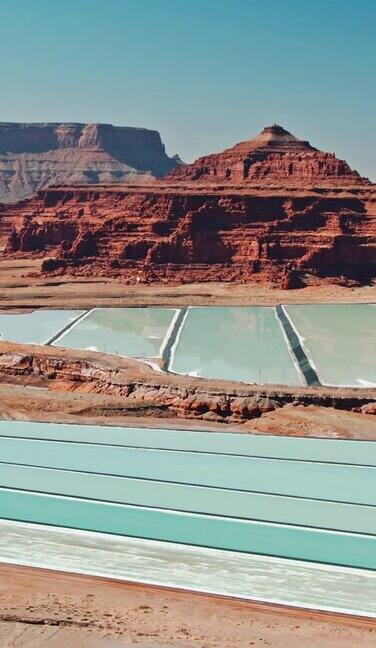 垂直无人机镜头的摩押犹他州钾肥蒸发池