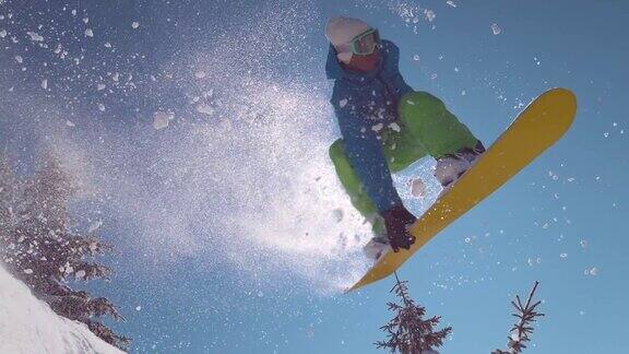 滑雪运动员慢动作特写