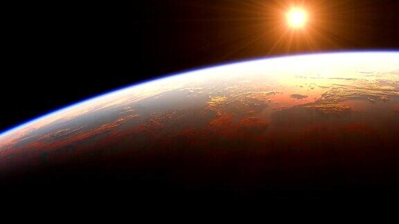 地球上的日出从太空看地球