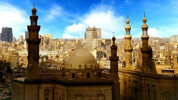 开罗城市屋顶航拍视频