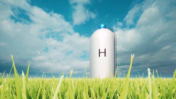 H2绿色清洁可再生储能系统生态未来蓝天可再生能源4k