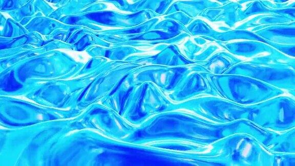 液体模式像波浪在环形运动3D时尚抽象的蓝色bg波浪表面像美丽的梯度颜色的液体玻璃4k时尚彩色流体动画