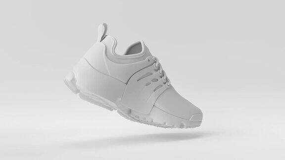 创造性的最小的纸的想法概念白鞋与白色背景3d渲染3d插图