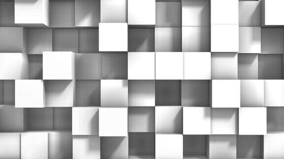 在无缝循环3d动画中的白色立方体表面变形抽象运动设计背景计算机生成4kUHD3840x2160