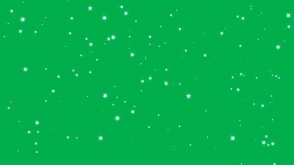星星闪耀效果背景上的绿色屏幕动画圣诞装饰