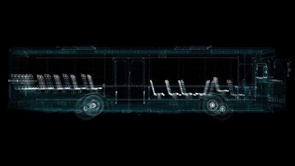 电动智能巴士全息图交通生态和技术概念