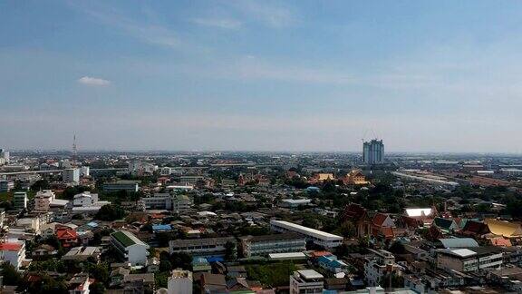 鸟瞰图左全景泰国湾货轮城市景观Samutprakarn