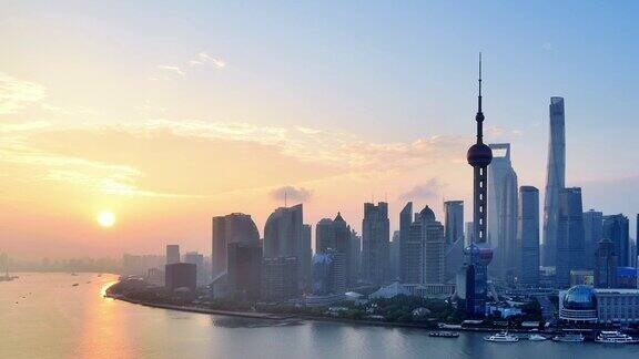 4K:上海在日出时间流逝中国