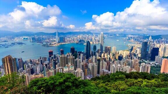 香港市景维多利亚峰高视点4K延时(上平移)