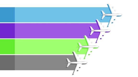 四飞机标题介绍栏图形演示模板